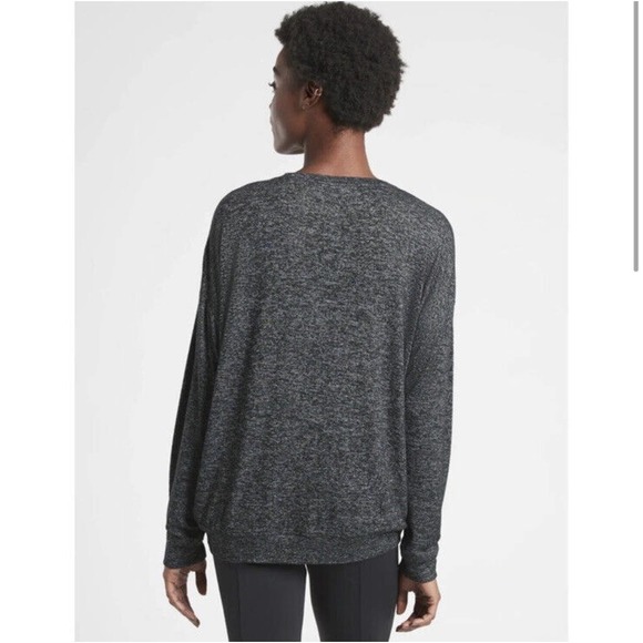 Athleta Mindful Pullover Sweatshirt Crew Neck Oversized Charcoal Gray Women’s L - Picture 2 of 10